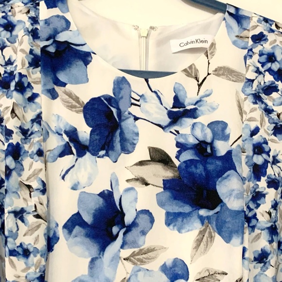 Calvin Klein Sleeveless Belted Handkerchief Floral Dress size 6 - Picture 9 of 11